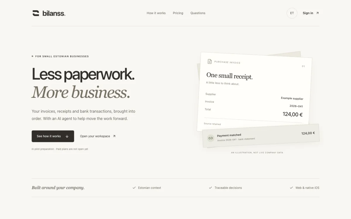 bilanss.io homepage